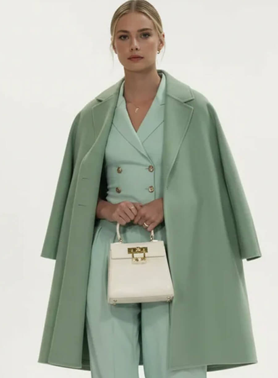 Harpoon Paige McIntosh Inspired Green Wool Fabric Coat - The Madison 2026 Style