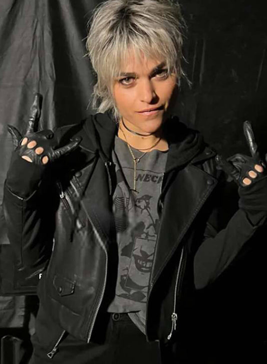 Harpoon Ellen Inspired Black Leather Jacket - The Night Agent S01 Style