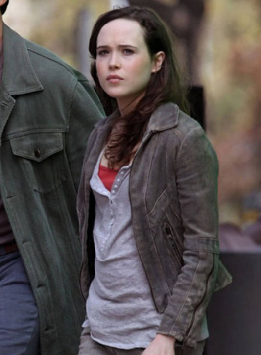 Harpoon Elliot Page Inspired Distress Brown Real Leather Leather Jacket - Inception Style