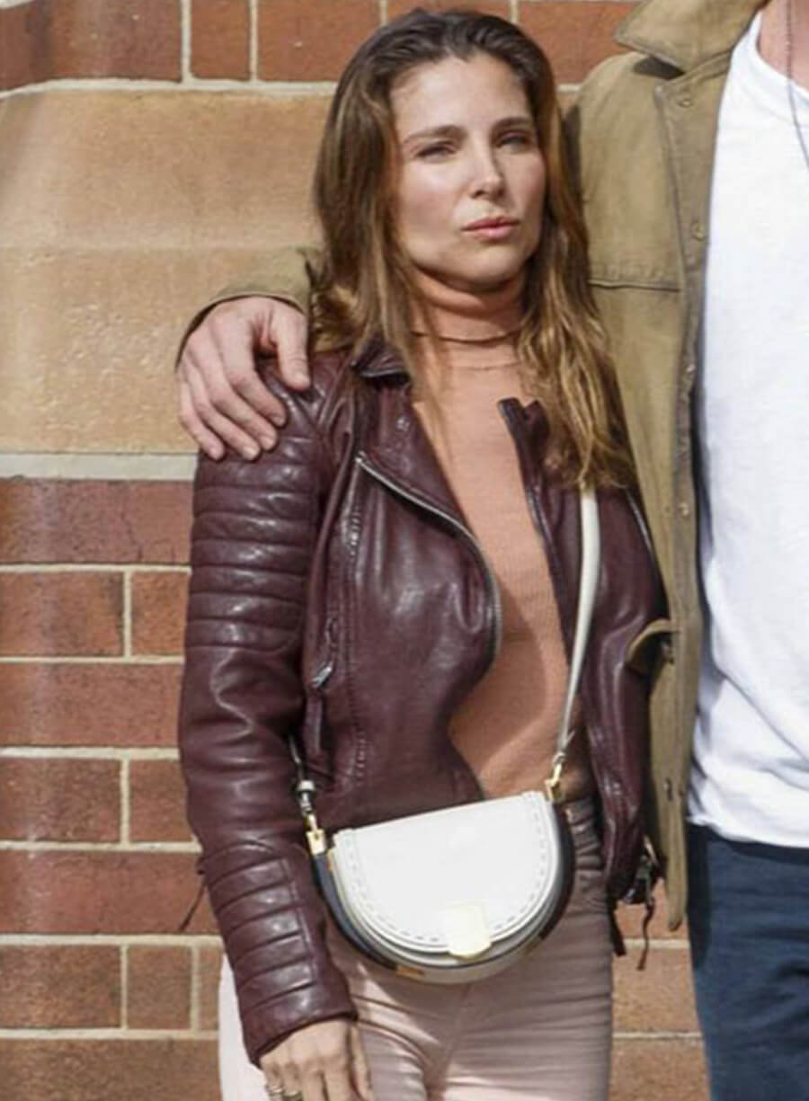 Harpoon Elsa Pataky Burgundy Inspired Burgundy Leather Jacket