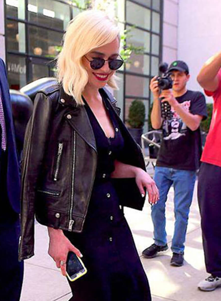 Harpoon Emilia Clarke Inspired Black Leather Jacket