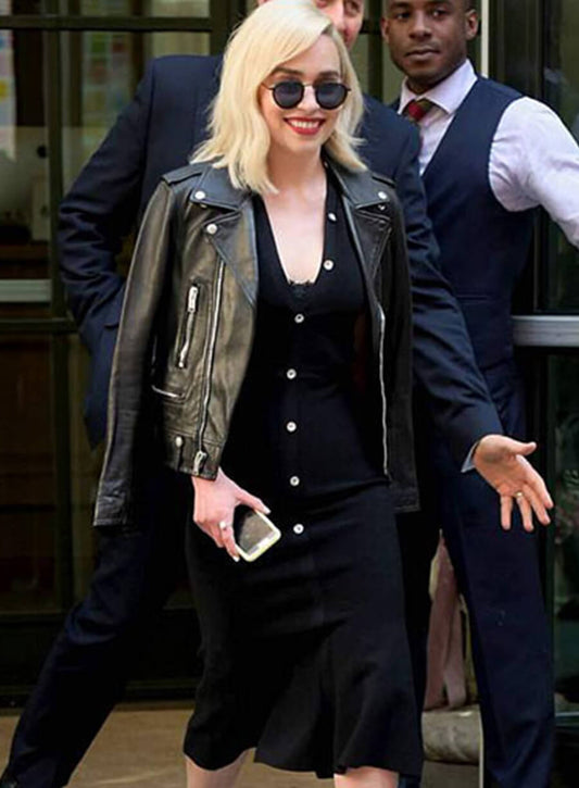 Harpoon Emilia Clarke Inspired Black Leather Jacket