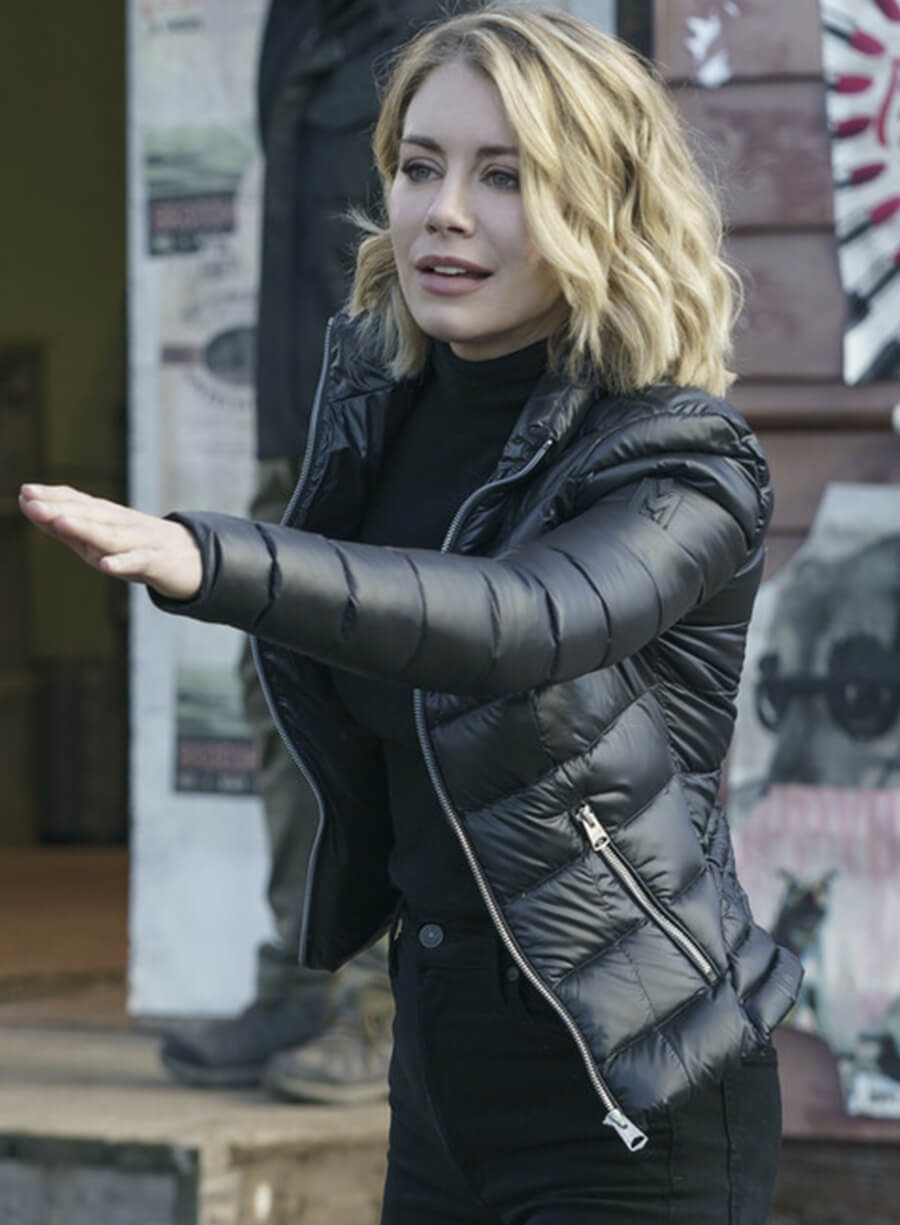 Harpoon Emilia Harcourt Inspired Black Leather Jacket - Peacemaker Style