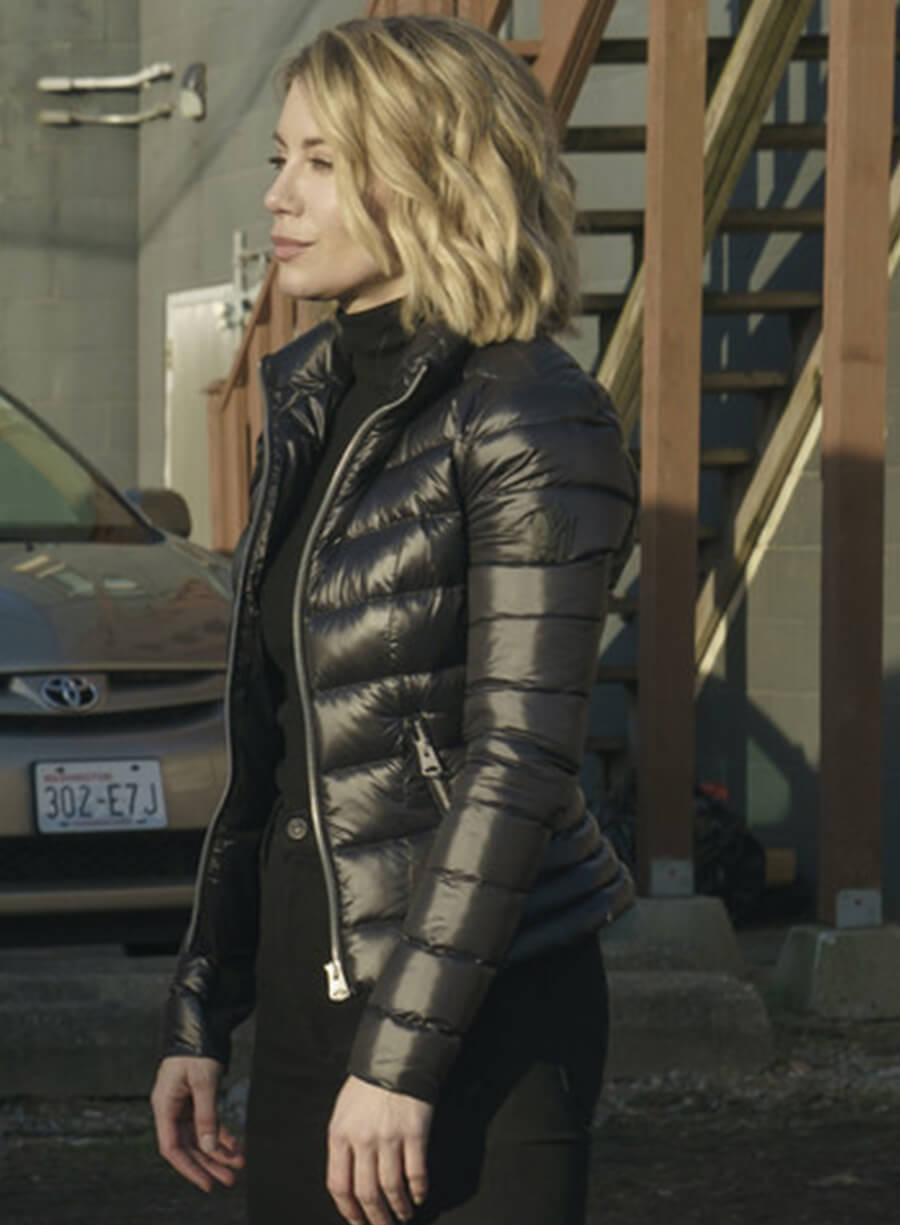 Harpoon Emilia Harcourt Inspired Black Leather Jacket - Peacemaker Style
