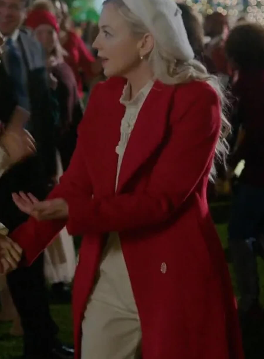 Harpoon Emily Strauss Inspired Red Wool Fabric Coat - Santa Bootcamp Style
