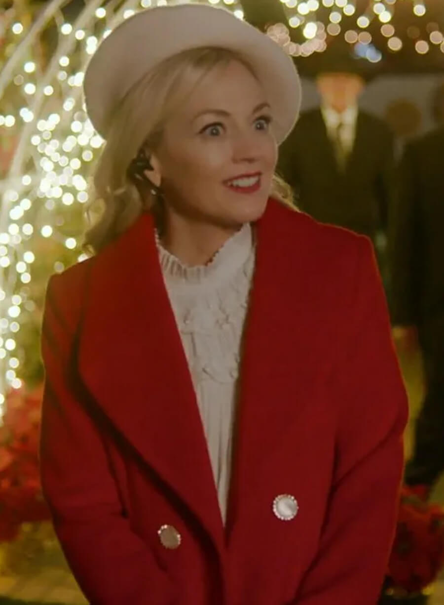 Harpoon Emily Strauss Inspired Red Wool Fabric Coat - Santa Bootcamp Style