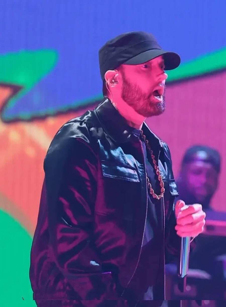 Harpoon Eminem Trucker Inspired Black Leather Jacket