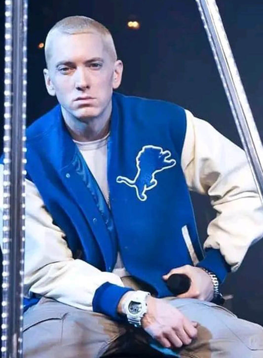 Harpoon Eminem Inspired Blue & White Varsity Jacket