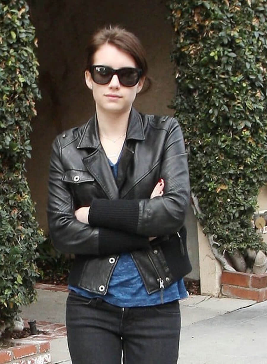 Harpoon Emma Roberts Inspired Black Real Leather Leather Jacket