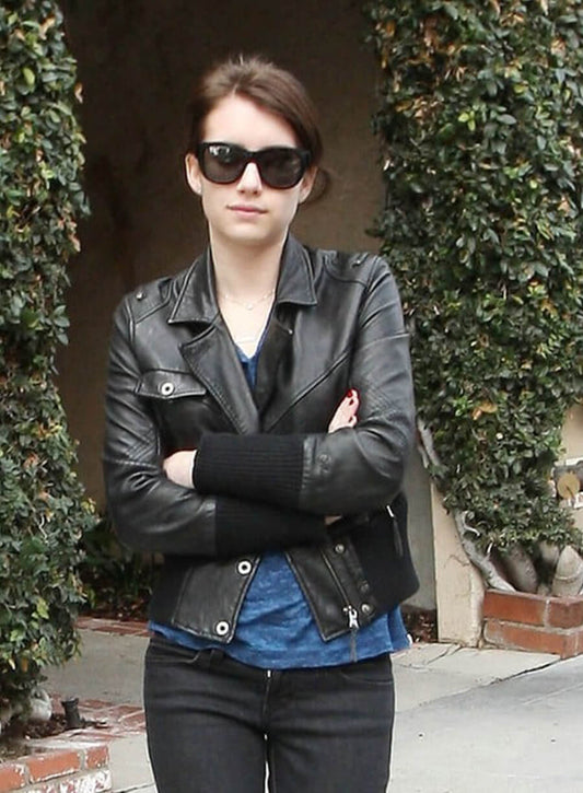 Harpoon Emma Roberts Inspired Black Real Leather Leather Jacket