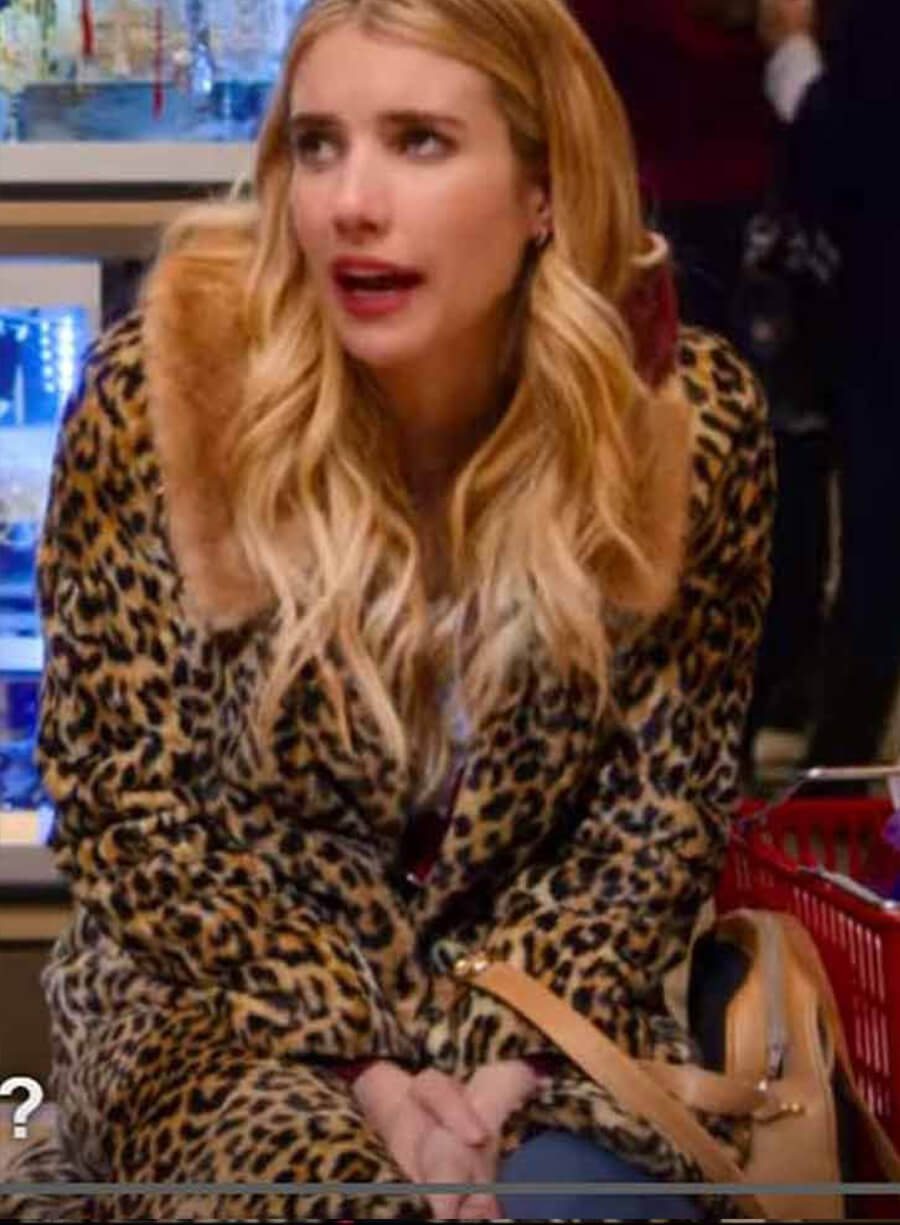 Harpoon Emma Roberts Leopard Inspired Black Wool Fabric Coat