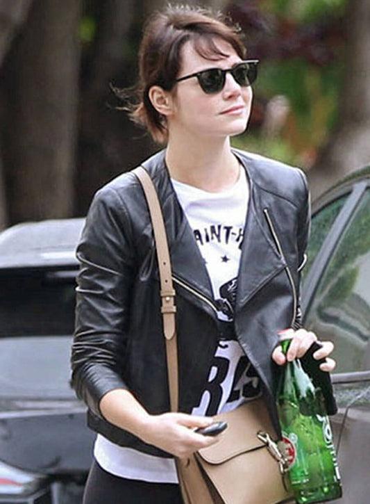 Harpoon Emma Stone Inspired Black Leather Jacket
