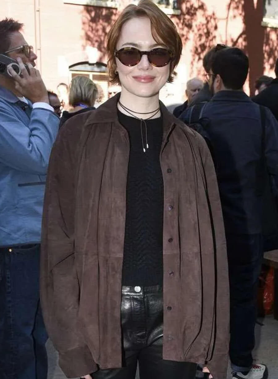 Harpoon Michelle Inspired Brown Leather Jacket - Bugonia Style