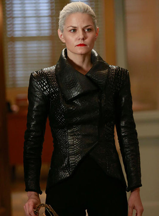 Harpoon Emma Swan Inspired Black Leather Jacket - Once Upon a Time Style