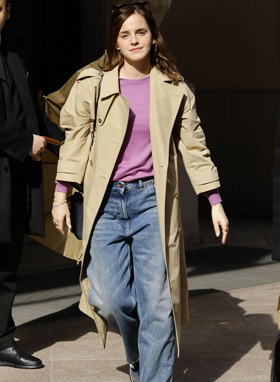 Harpoon Emma Watson Beige Inspired Beige Cotton Fabric Coat