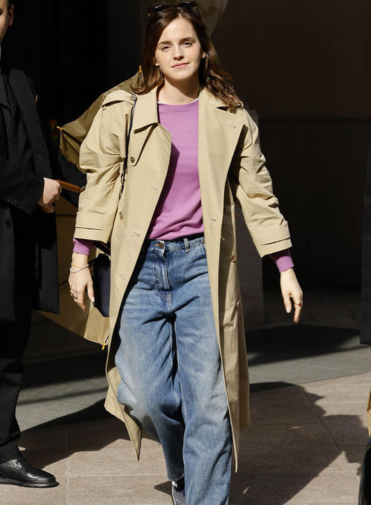 Harpoon Emma Watson Beige Inspired Beige Cotton Fabric Coat