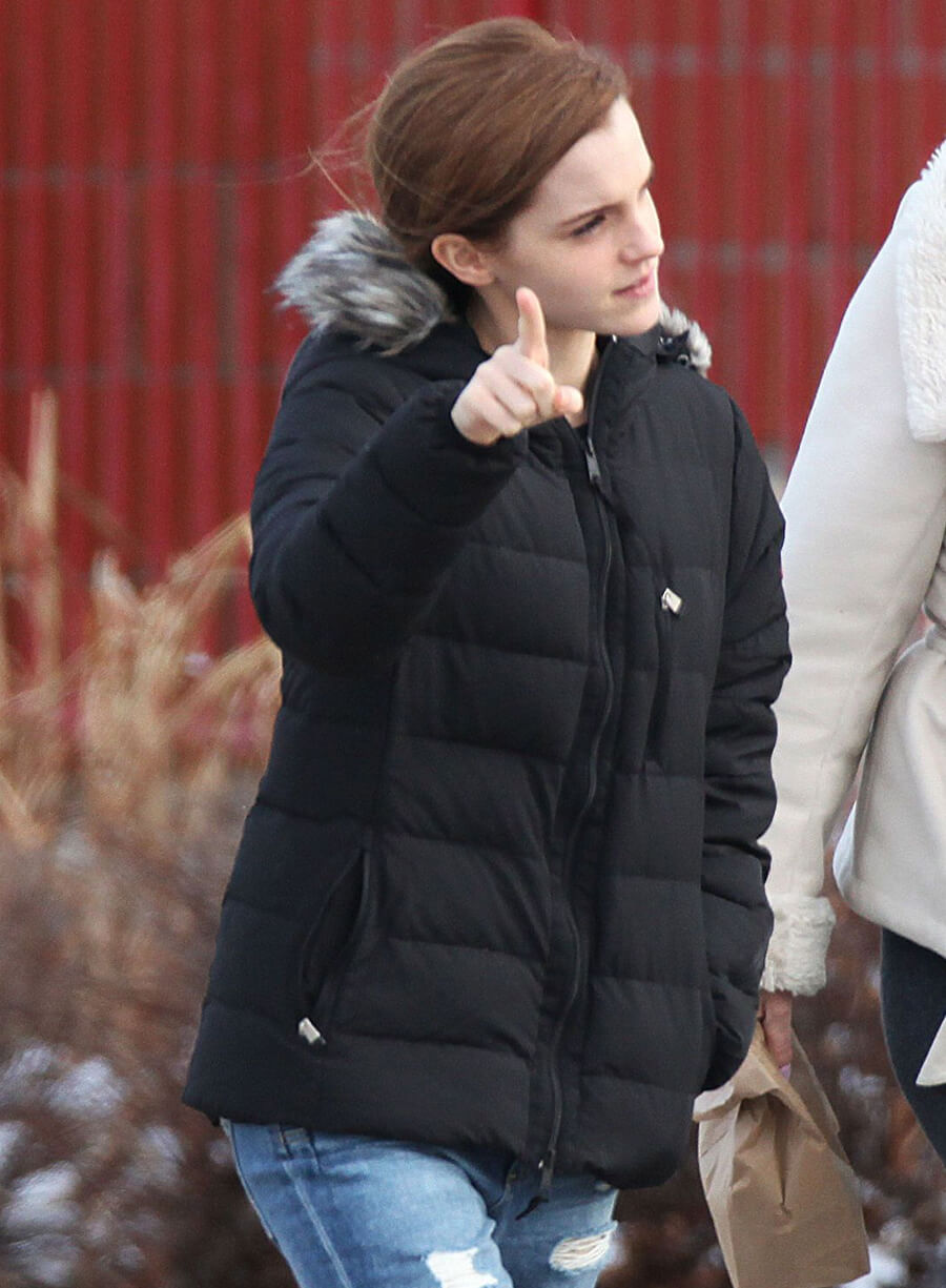 Harpoon Emma Watson Puffer Inspired Black Cotton Fabric Hooded Jacket