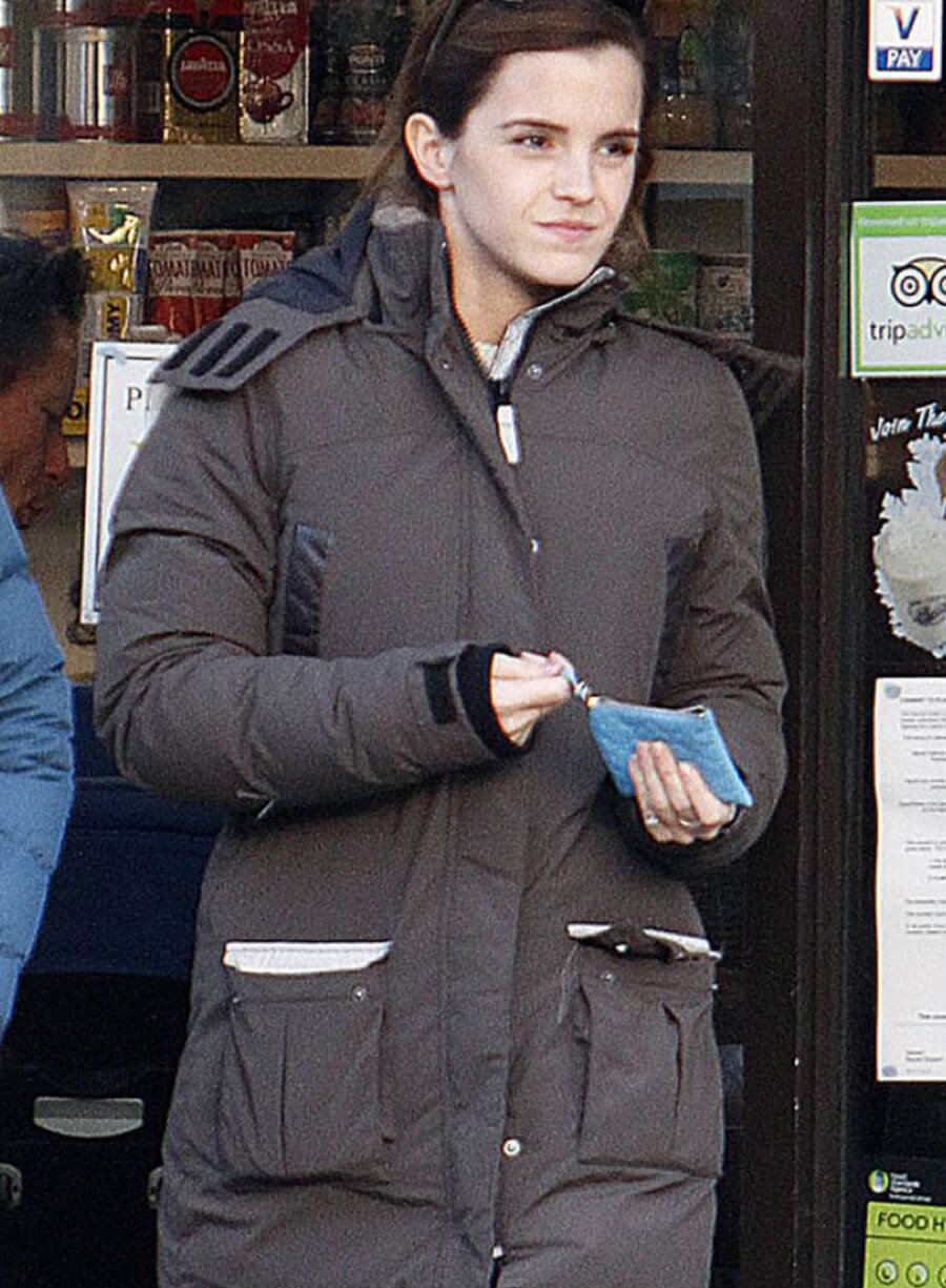 Harpoon Emma Watson Puffer Inspired Brown Parachute Fabric Leather Jacket