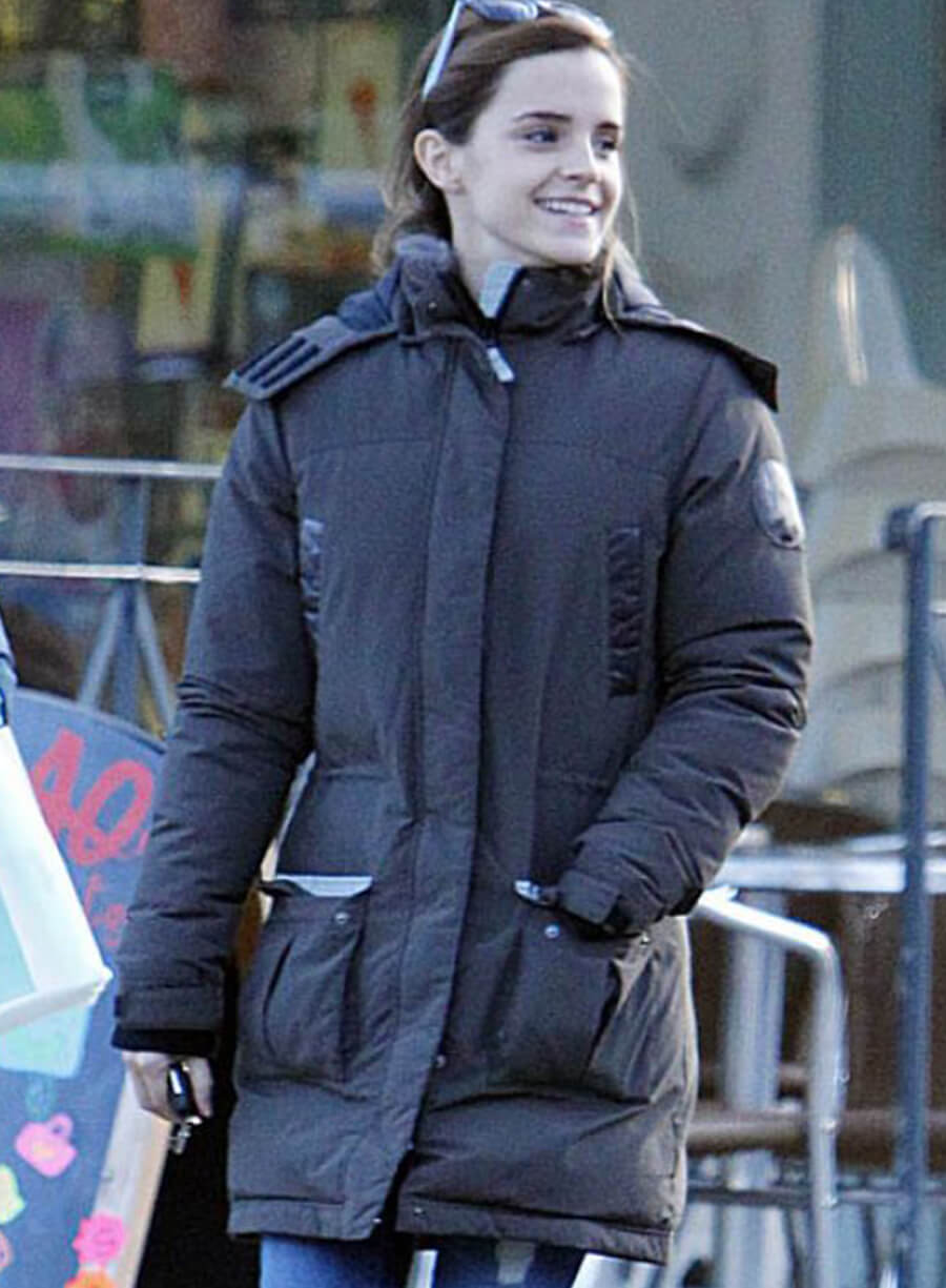 Harpoon Emma Watson Puffer Inspired Brown Parachute Fabric Leather Jacket