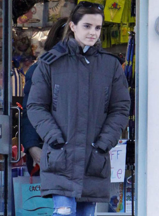 Harpoon Emma Watson Puffer Inspired Brown Parachute Fabric Leather Jacket