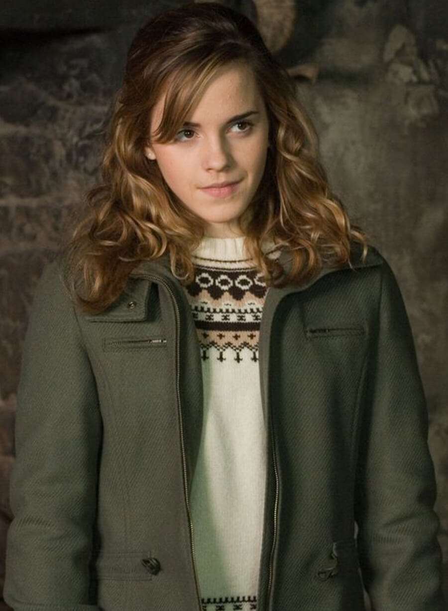 Harpoon Emma Watson Hermione Granger Inspired Green Wool Fabric Coat - Harry Potter and the Order of the Phoenix Style