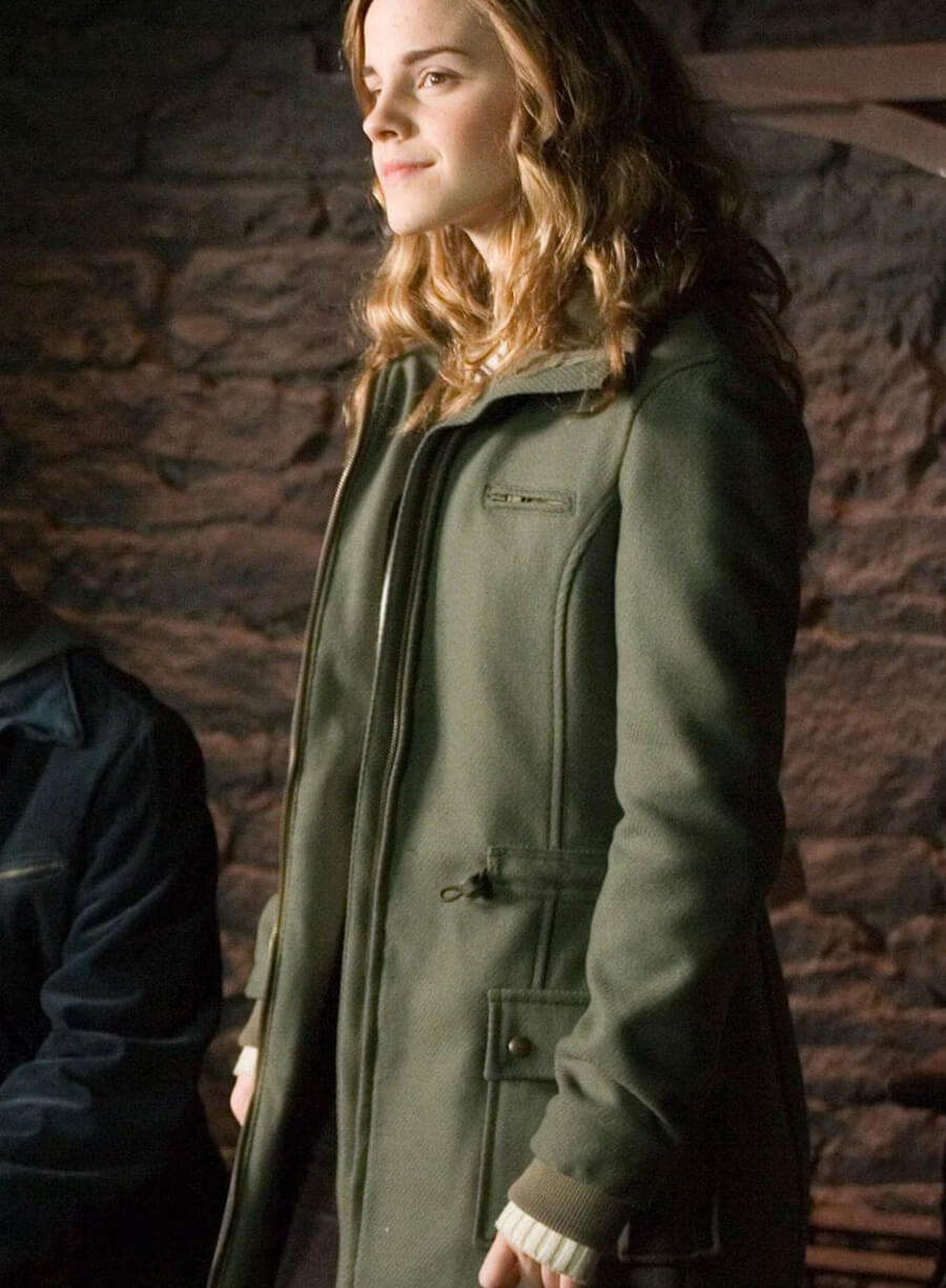 Harpoon Emma Watson Hermione Granger Inspired Green Wool Fabric Coat - Harry Potter and the Order of the Phoenix Style