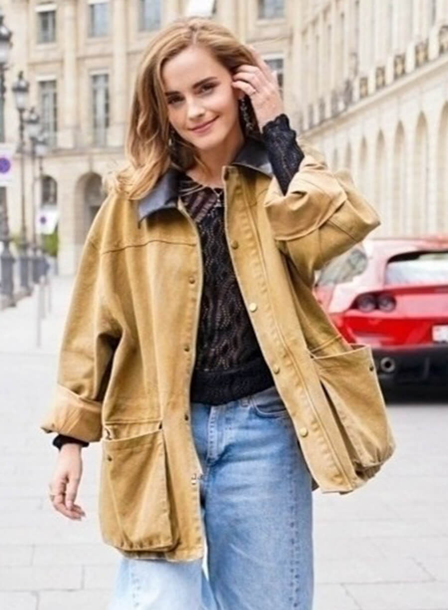 Harpoon Emma Watson In Paris Inspired Brown Cotton Fabric Cotton Jacket