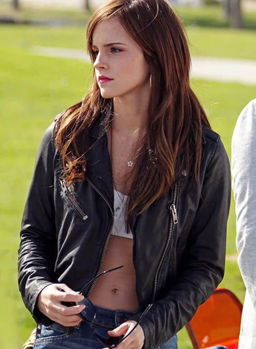 Harpoon Emma Watson Inspired Black Real Leather Biker Jacket