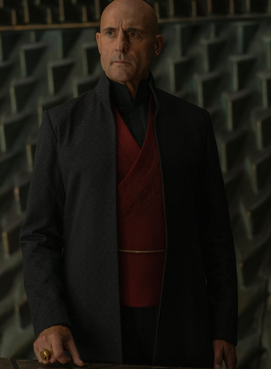 Harpoon Emperor Javicco Corrino Inspired Black Wool Fabric Coat - Dune: Prophecy 2024 Style