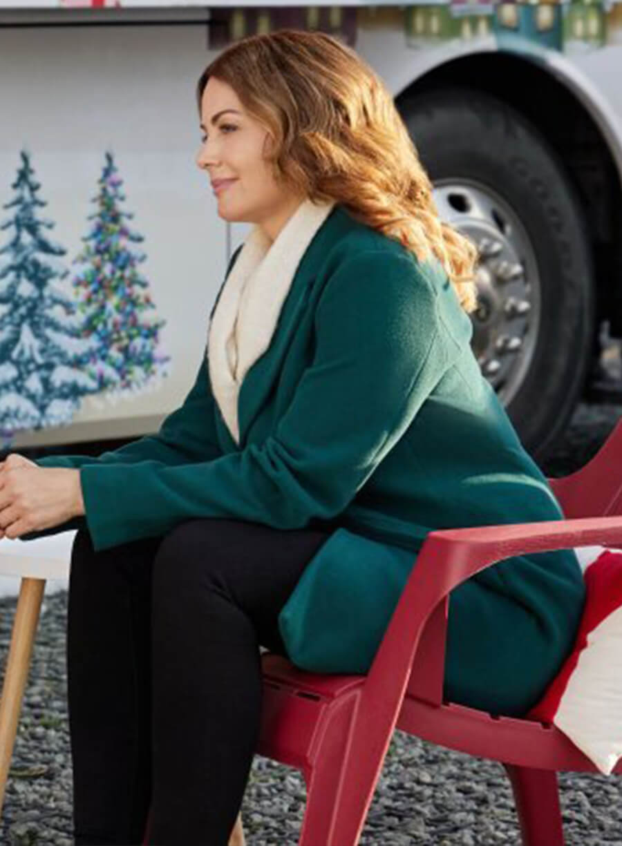 Harpoon Amanda Inspired Green Wool Blend Fabric Coat - Ms. Christmas Comes to Town 2023 Style