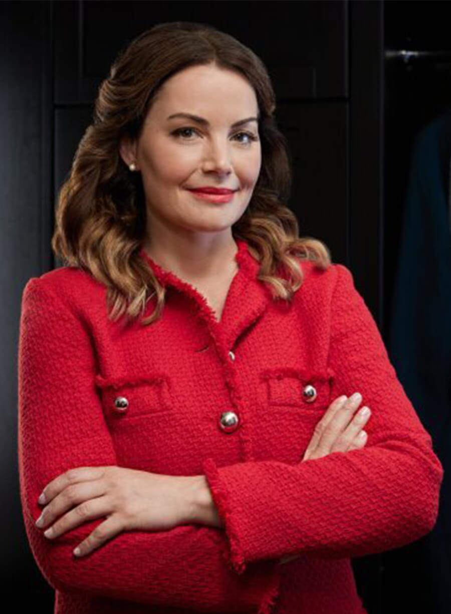 Harpoon Amanda Inspired Red Wool Blend Fabric Wool Jacket - Ms. Christmas Comes to Town 2023 Style
