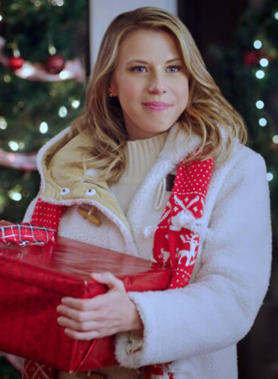 Harpoon Erika McNicoll Inspired White Wool Fabric Coat - A Cozy Christmas Inn Style