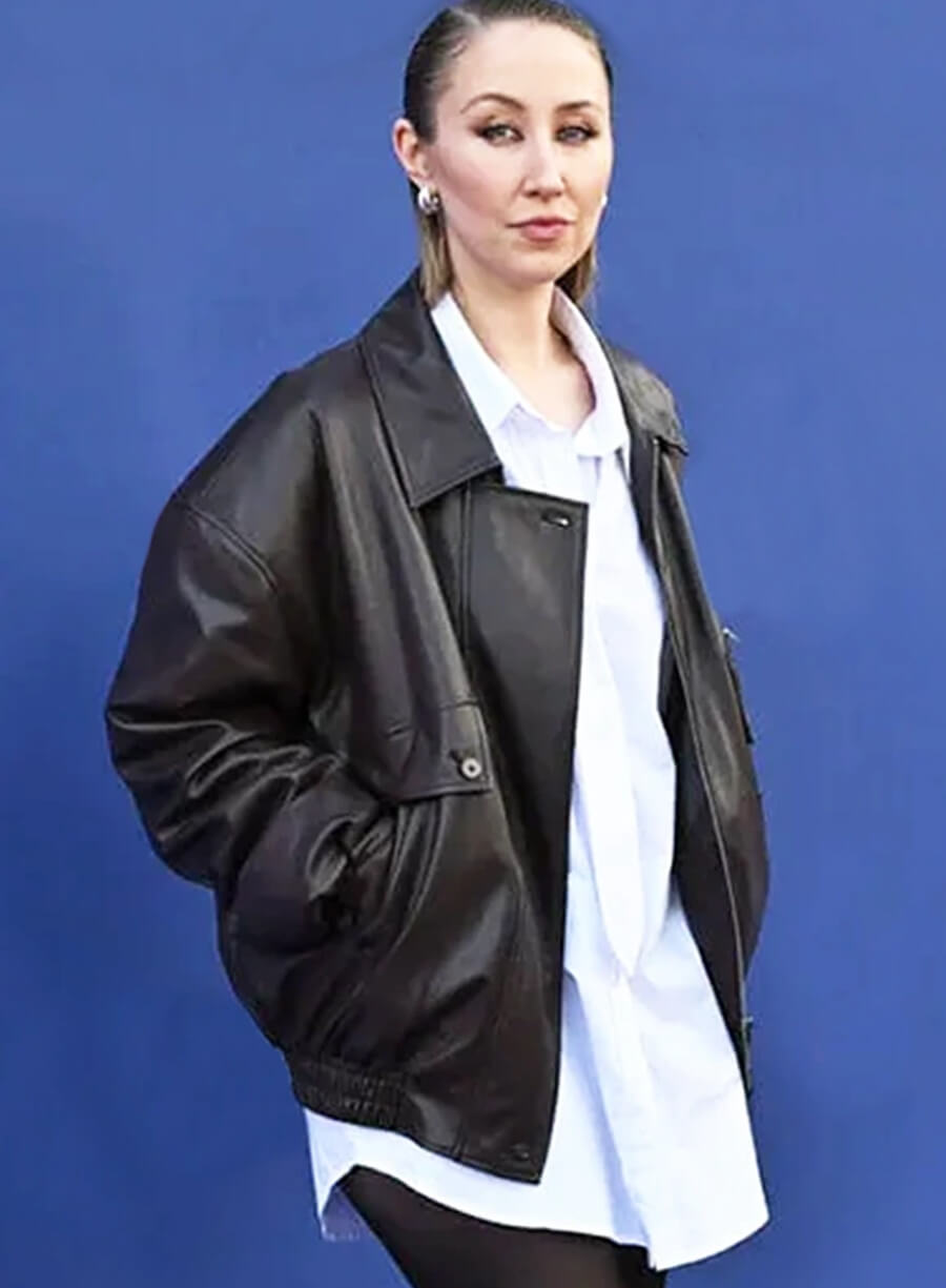 Harpoon Briony Ariston Inspired Black Leather Jacket - Adolescence 2025 Style
