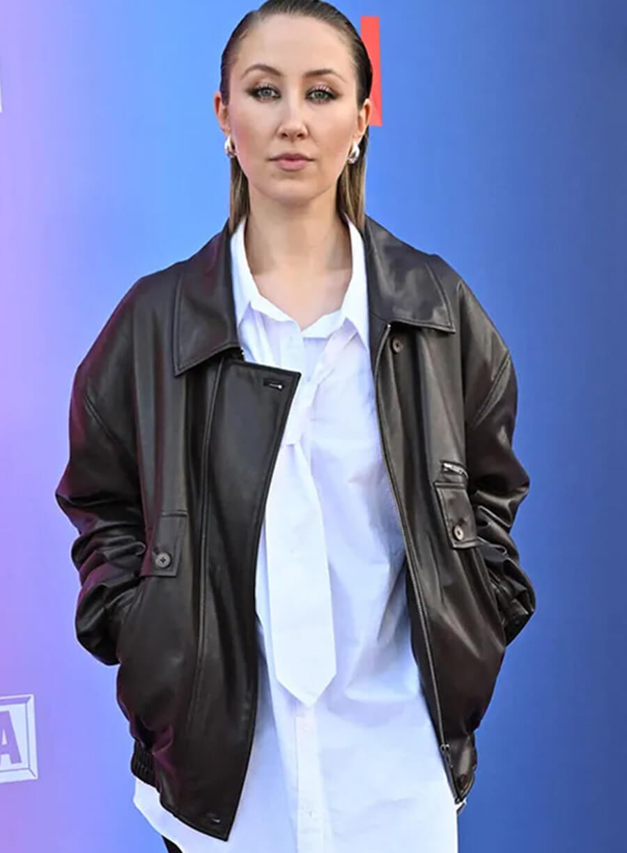 Harpoon Briony Ariston Inspired Black Leather Jacket - Adolescence 2025 Style