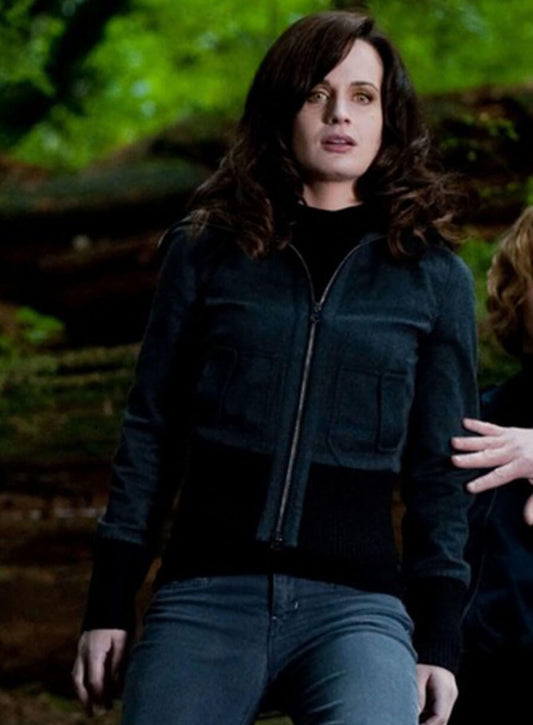 Harpoon Esme Cullen Inspired Black Fabric Leather Jacket - The Twilight Saga Style