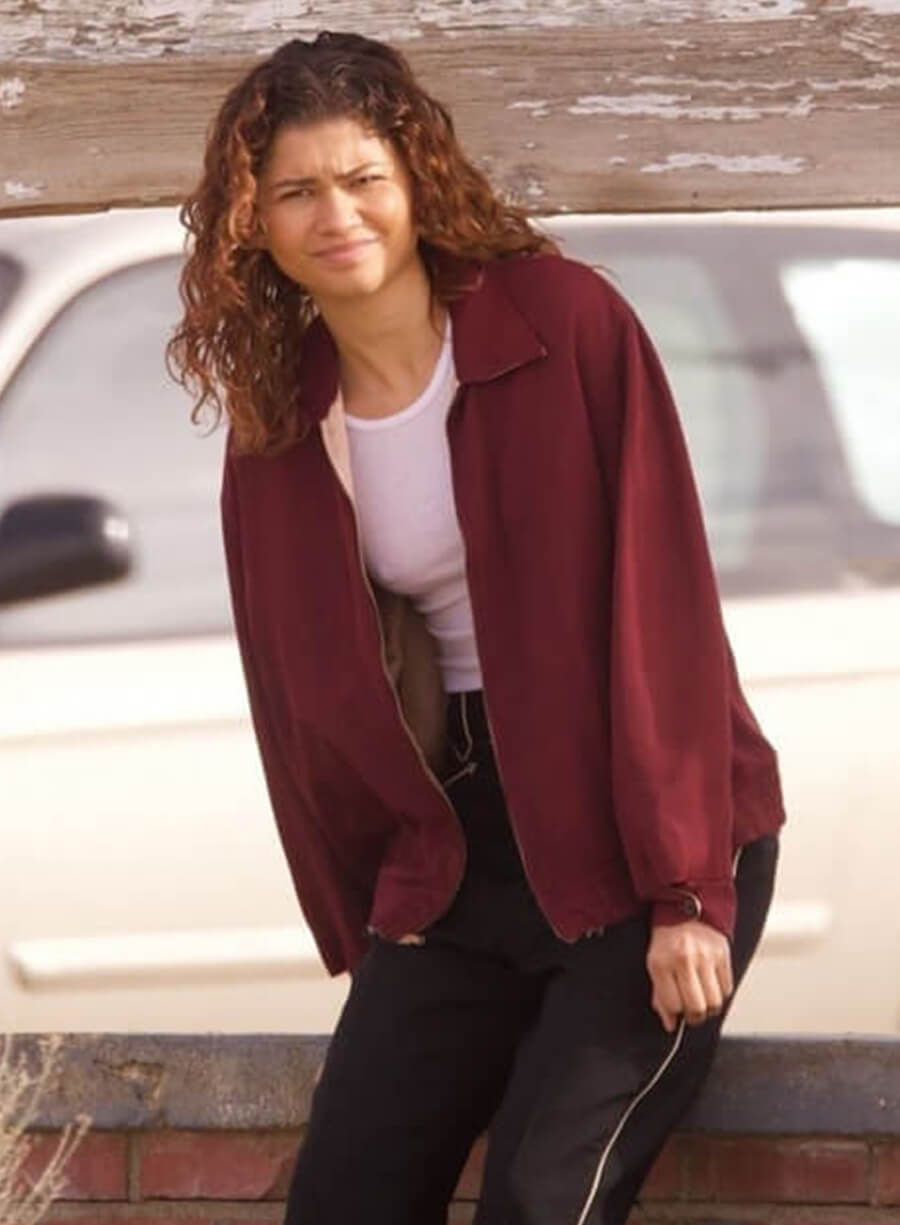 Harpoon Rue Bennet Inspired Red Leather Jacket - Euphoria Tv Series Style