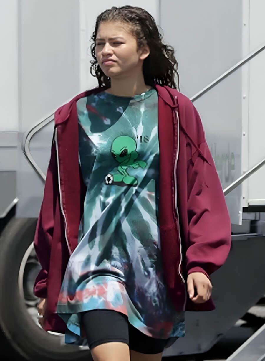 Harpoon Rue Bennet Inspired Purple Hooded Jacket - Euphoria Tv Series Style