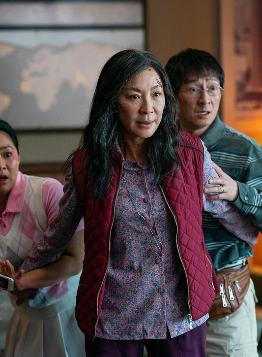 Harpoon Evelyn Wang Inspired Pink Leather Jacket - Everything Everywhere All at Once Style