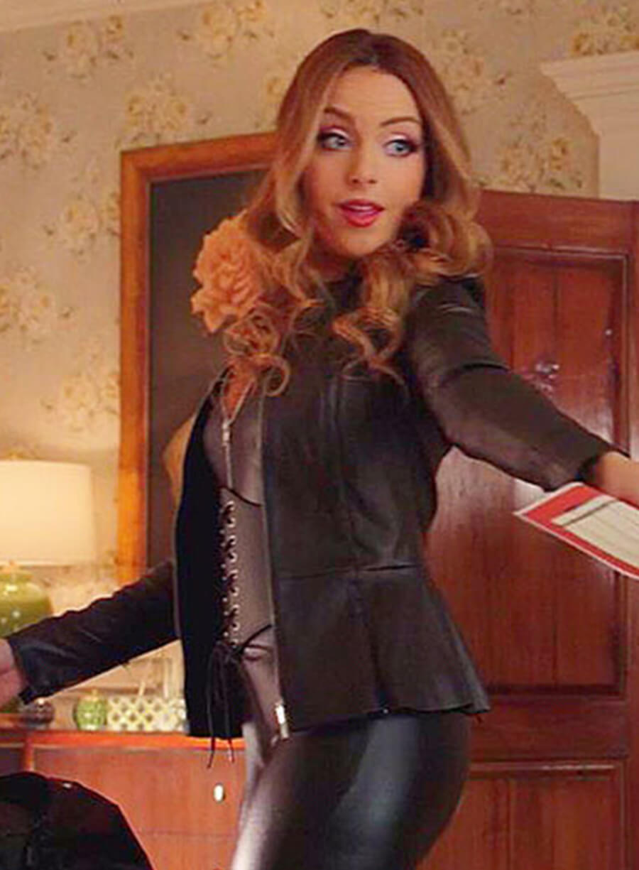 Harpoon Fallon Carrington Inspired Black Leather Jacket - Dynasty Style