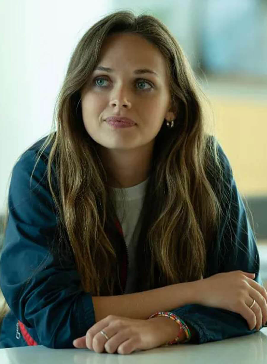 Harpoon Alyssa Jirrels Inspired Blue Parachute Fabric Leather Jacket - Fatal Attraction Style