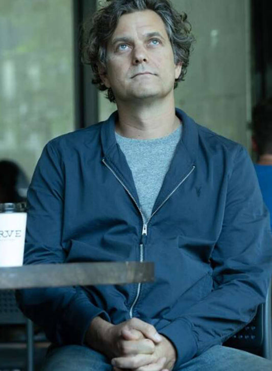 Harpoon Joshua Jackson Inspired Blue Parachute Fabric Leather Jacket - Fatal Attraction Style