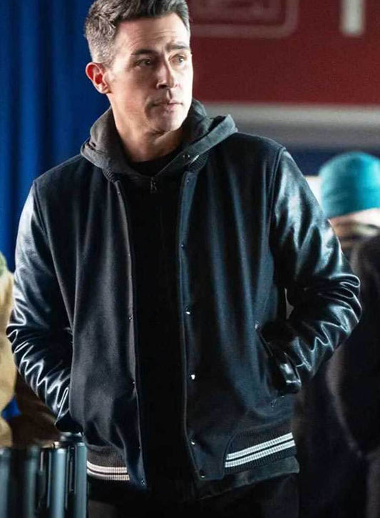 Harpoon Stuart Scola Inspired Black Real Leather and Wool Fabric Wool Jacket - FBI S07 Tv Series Style