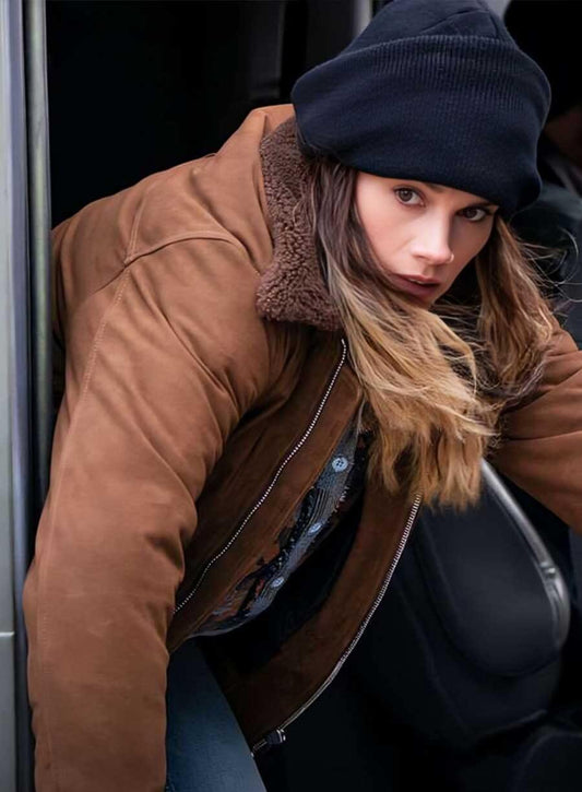 Harpoon Maggie Bell Inspired Brown Suede Leather Leather Jacket - FBI S07 Tv Series Style
