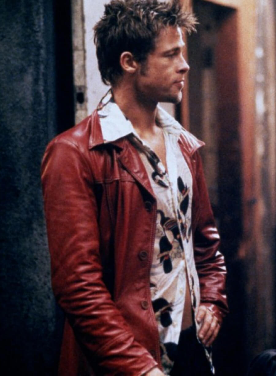 Harpoon Tyler Durden Inspired Maroon Real Leather Leather Jacket - Fight Club 1999 Style