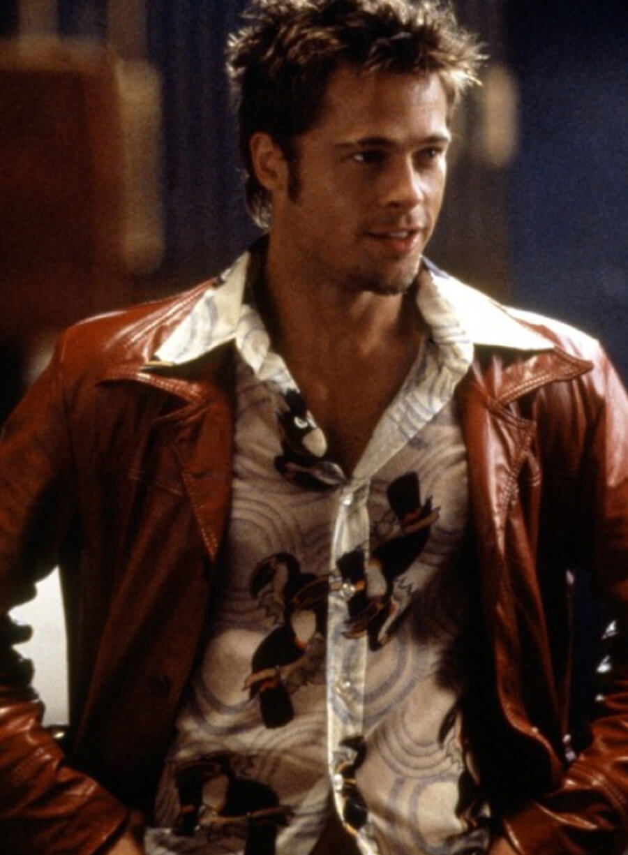 Harpoon Tyler Durden Inspired Maroon Real Leather Leather Jacket - Fight Club 1999 Style