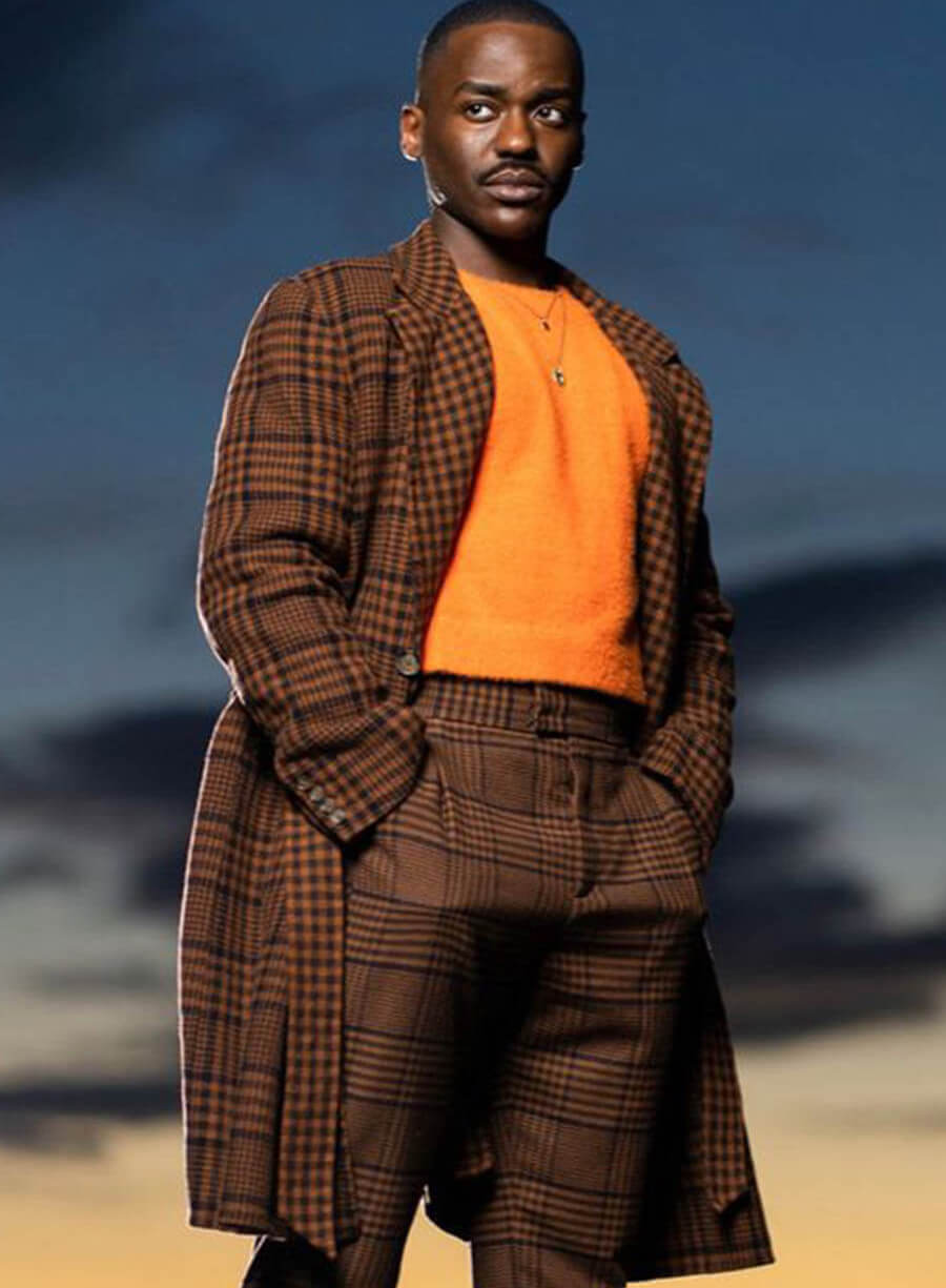 Fifteenth Doctor Ncuti Gatwa Doctor Who Brown Checkered Coat