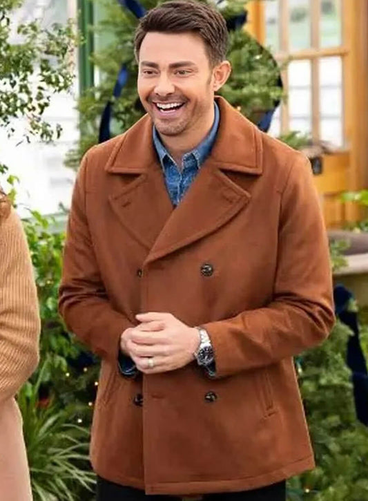 Harpoon Jonathan Bennett Inspired Brown Coat - Finding Mr. Christmas Style