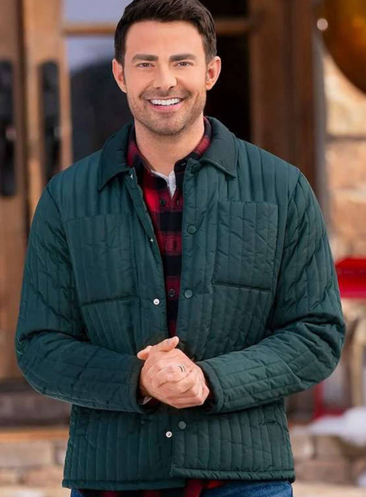 Harpoon Jonathan Bennett Inspired Green Leather Jacket - Finding Mr. Christmas Style