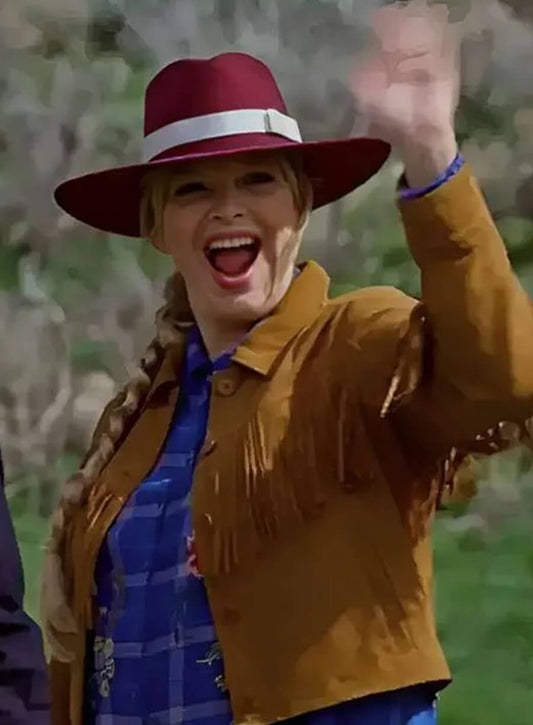 Harpoon Melissa Peterman Inspired Brown Leather Jacket - Finding Mr. Christmas Style
