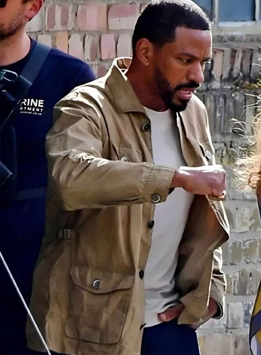 Harpoon Laz Alonso Inspired Beige Cotton Fabric Cotton Jacket - Fountain of Youth 2025 Style